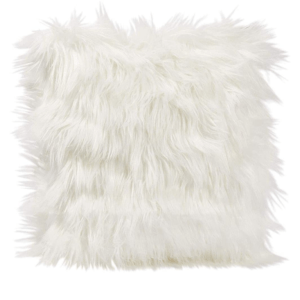 white faux fur cushion throw