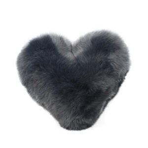 gray faux sheepskin heart fur cushion