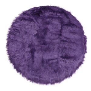 purple round sheepskin rug