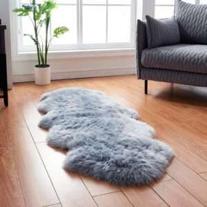 gray double genuine sheepskin rug