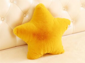mustard yellow star shaped fur cushion pillow