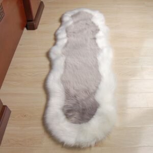 gray fur rug runner