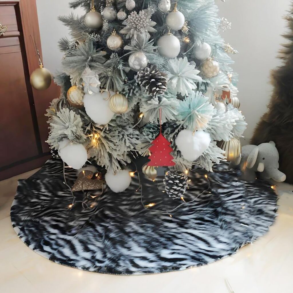 faux fur christmas tree skirt zebra print
