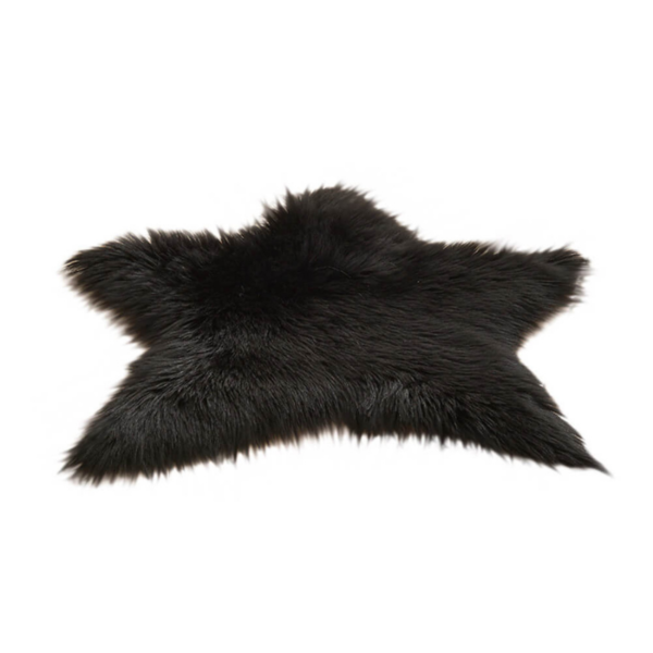 black faux fur star rug