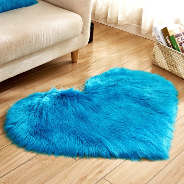 blue fur heart rug