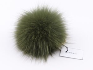 green fox fur pom pom keychain