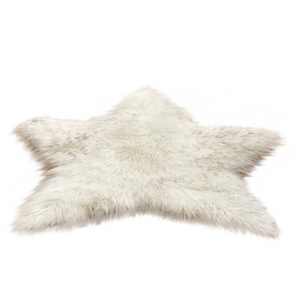 white faux fur star rug