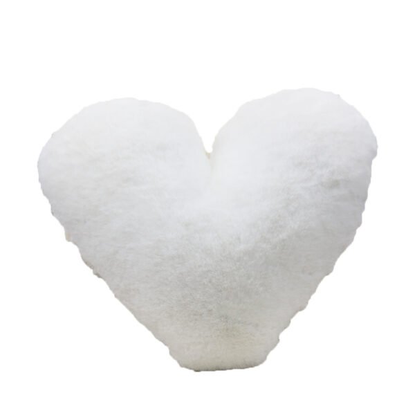 white heart fur pillow