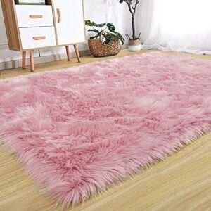 pink faux fur rug