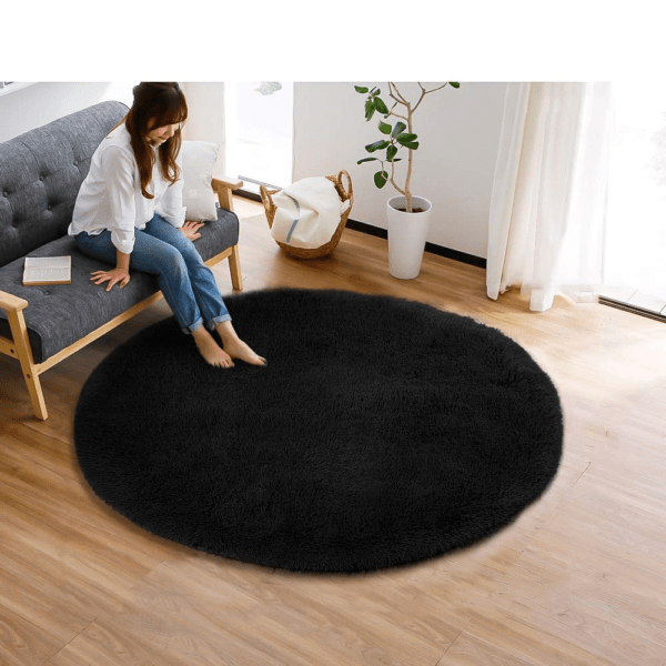 black faux fur rug1