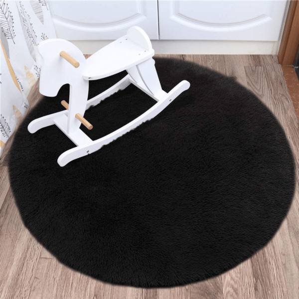 black faux fur rug3