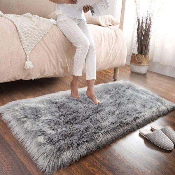 grey faux fur carpet