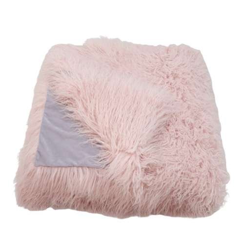 light pink fake mongolian fur throw
