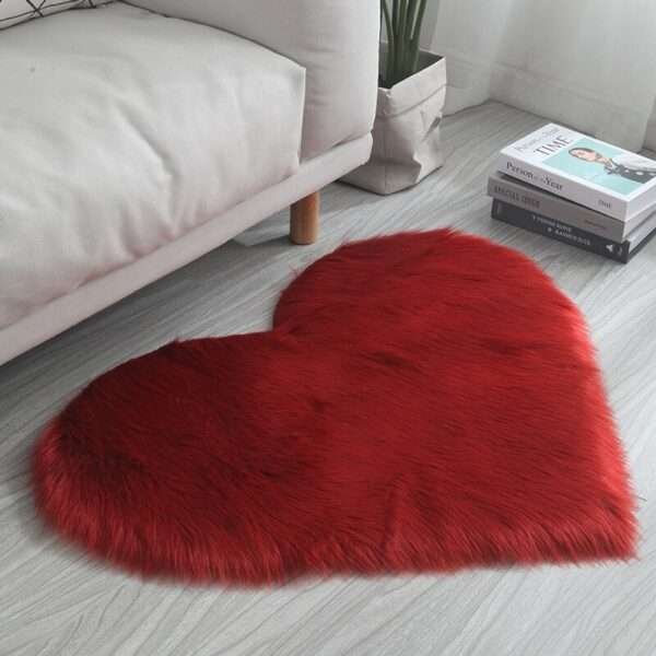 heart shaped faux fur rug