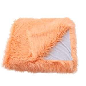 peach fake mongolian fur throw blanket