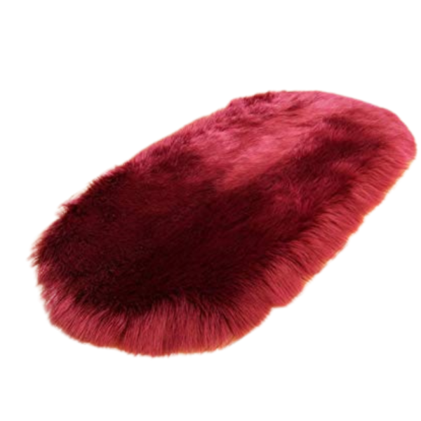 wine red fuax fur rug