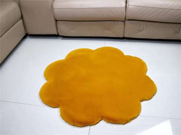mustard yellow flower shape faux fur carpet rug
