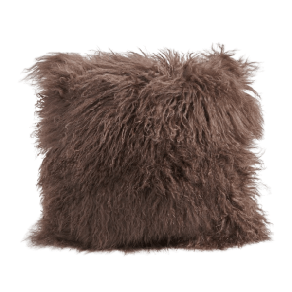brown mongolian lamb fur pillow