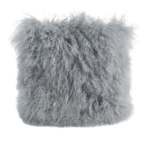 grey mongolian lamb fur pillow