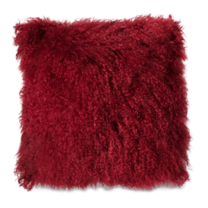 mongolian sheepskin pillow red