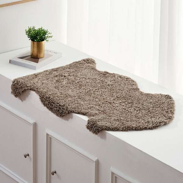 gray real lamb fur rug