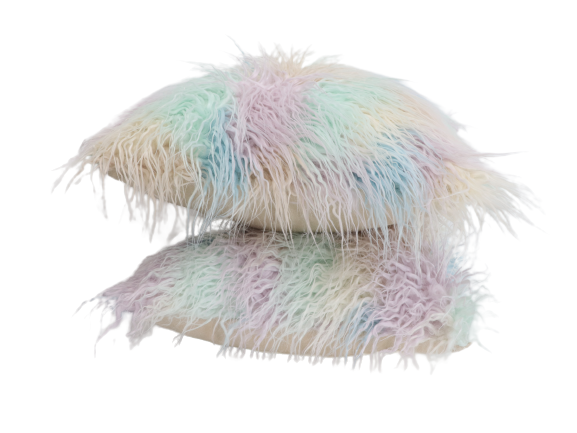 rainbow fur pillow
