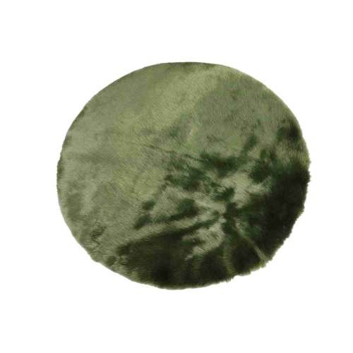 olive green round faux fur rug