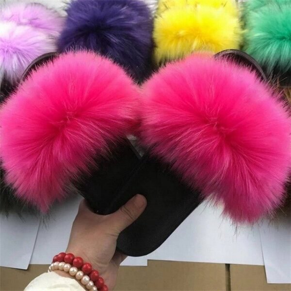 pink fur sliders