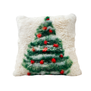christmas tree fur cushion cover