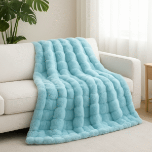 Lake Blue bubble faux fur throw