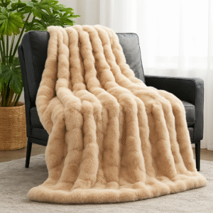brown faux fur bubble throw