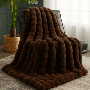 dark brown bubble faux fur throw