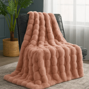 dirty pink faux fur bubble throw