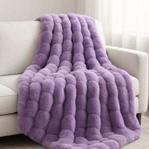 lilac purple bubble faux fur throw