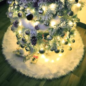 white faux fur christmas tree skirt