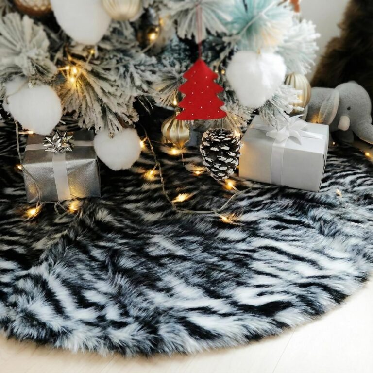 Zebra Faux Fur Christmas Tree Skirt by Cornovo Home