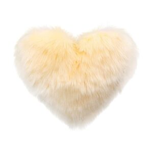 beige heart fur cushion fur pillow 54 1200