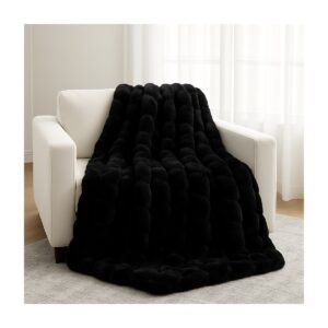 black bubble faux fur throw black 1 1200