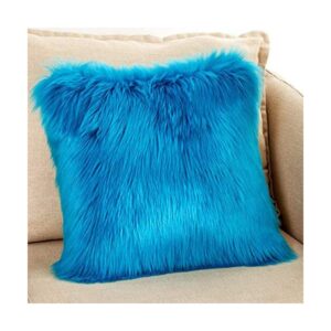 blue faux fur cushion cover fur pillow 19 1200