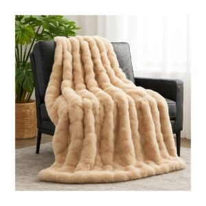 brown faux bubble fur throw brown 1 1200