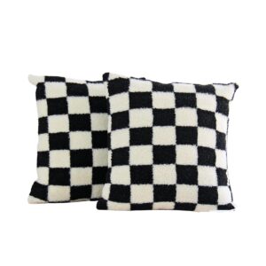 checkerboard fur cushion cover fur pillow 61 1200
