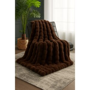 dark brown bubble faux fur throw dark brown 1 1200
