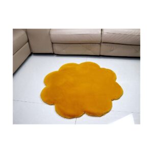 flower fur carpet mustard yellow flower shape faux fur carpet rug 1200