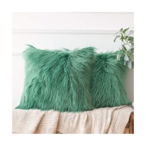 green faux fur pillow fur pillow 15 1200