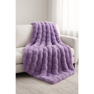 lilac purple bubble faux fur throw lilac purple color 1 1200