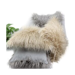 mongolian faux fur pillow beige mongolian fur pillow 1200