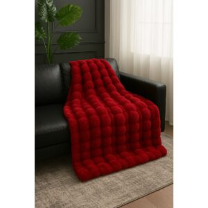 red bubble faux fur throw red 1 1 1200