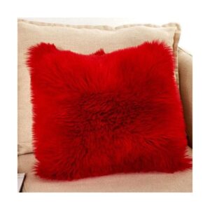 red faux fur cushion cover fur pillow 23 1200