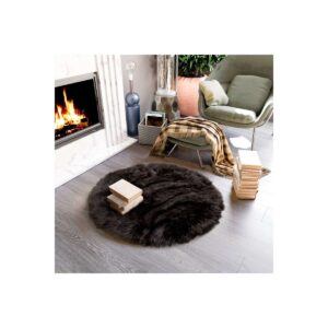 round sheepskin black rug round sheepskin black area rug 1 1200