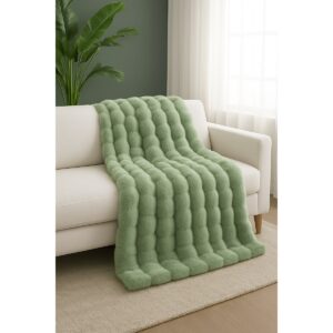 sage green bubble faux fur throw sage green 1 1200